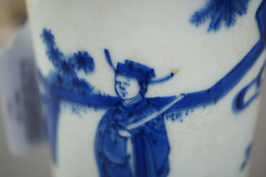 A Chinese Transitional blue and white brushpot, bitong, Chongzhen period (1627-44)